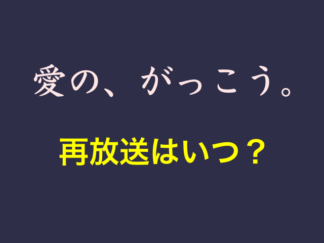 ドラマ「愛の、がっこう。」の再放送はいつ？