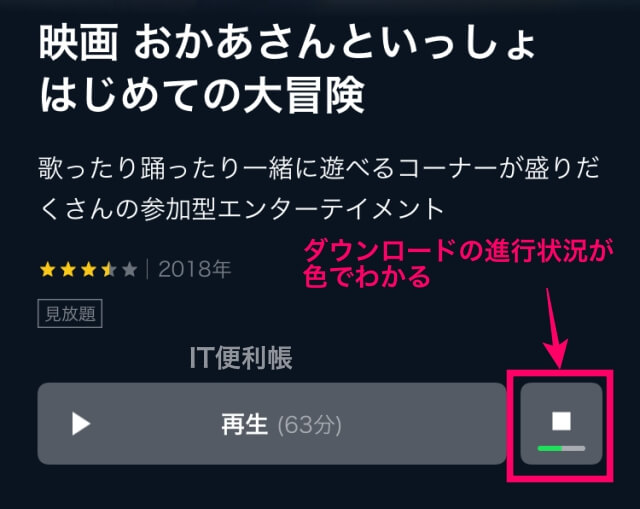 U-NEXTの動画をダウンロードする手順「ダウンロード中の様子」
